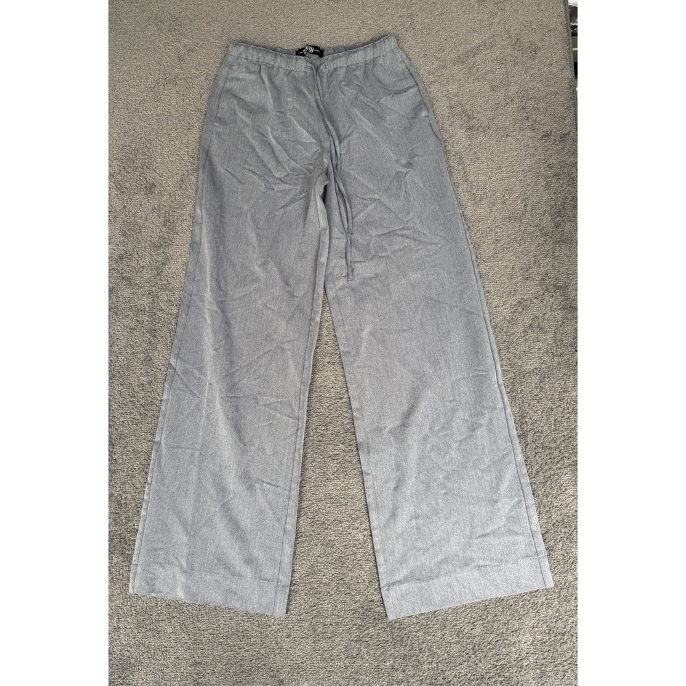 Rewash Womens XS Grey Wide Leg Trousers Elastic Drawstring Waist Stretch Pants